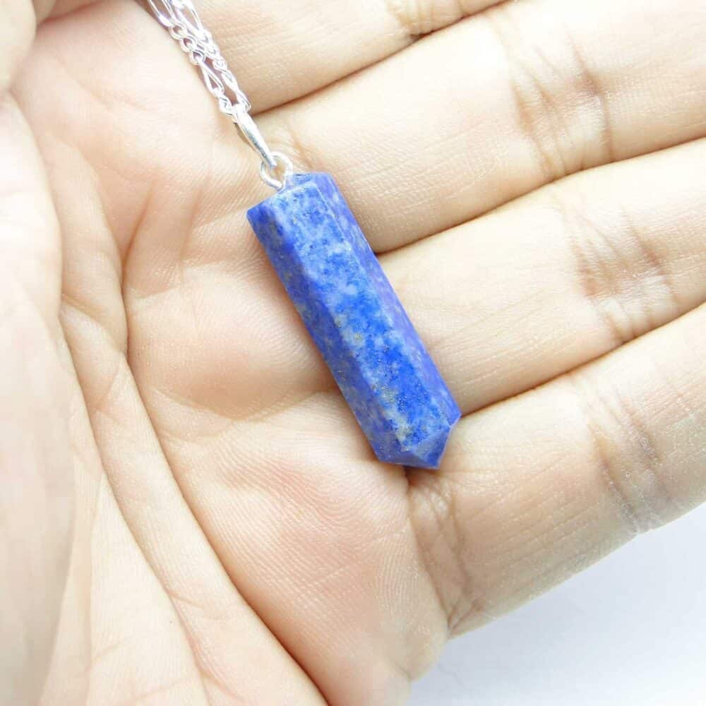 Nature's Crest - Lapis Lazuli Pencil Pendant - Lapis Pencil Pendant Hand