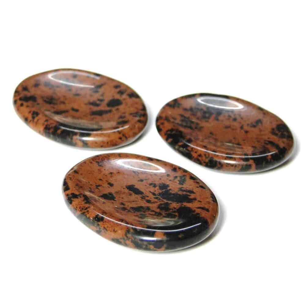 Nature's Crest - Mahogany Obsidian Worry Stone Palm Stone Thumb Stone - Mahagony Worry Stones Multiple
