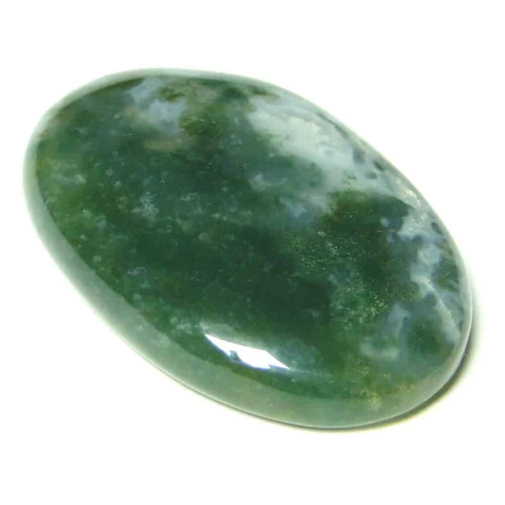 Nature's Crest - Green Moss Agate Oval Cabochon - Moss Agate Oval