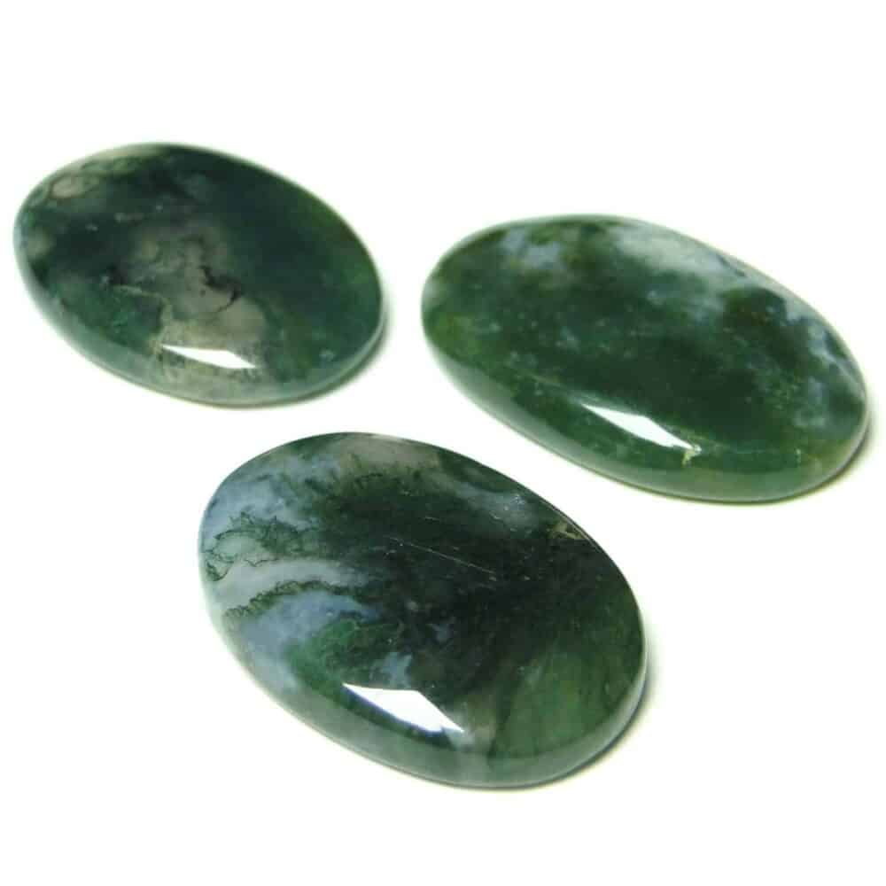 Nature's Crest - Green Moss Agate Oval Cabochon - Moss Agate Oval Multiple