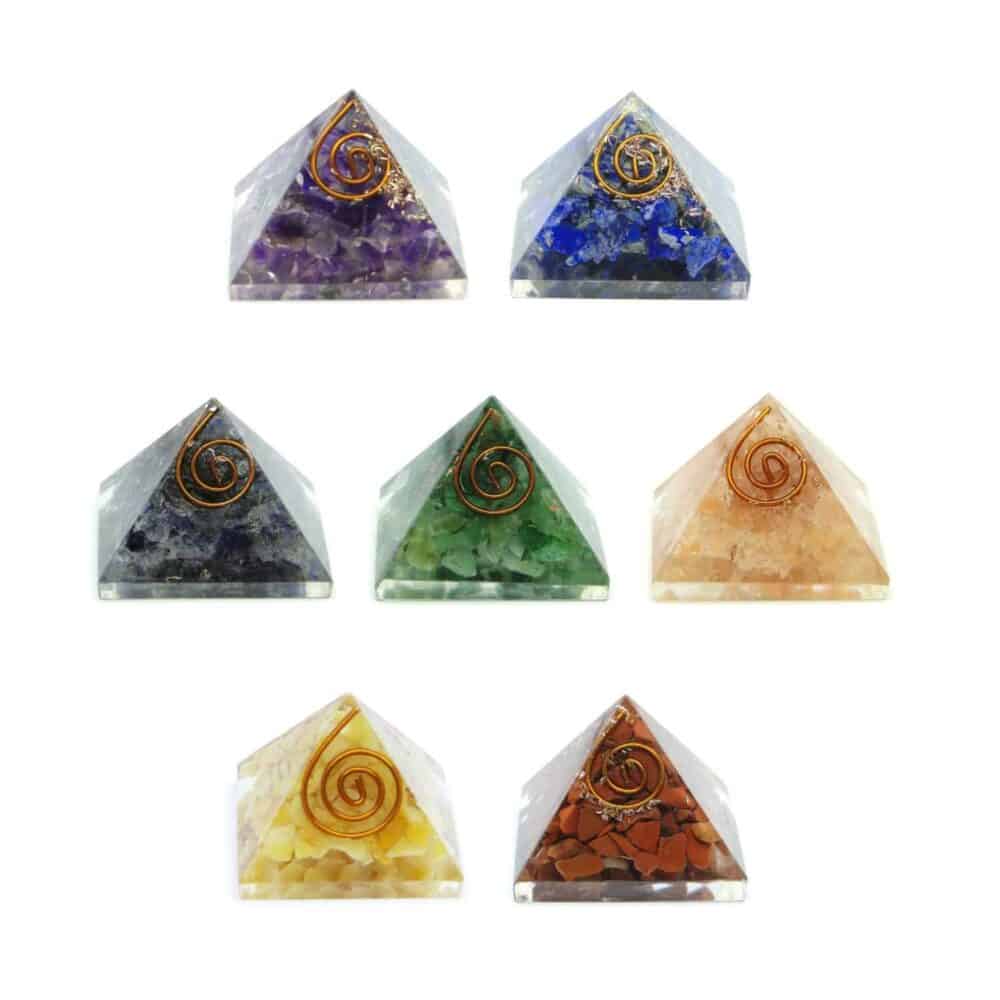 Nature's Crest - Chakra Orgone Pyramid Set of 7 Pcs - Orgone Chakra Pyramids Set