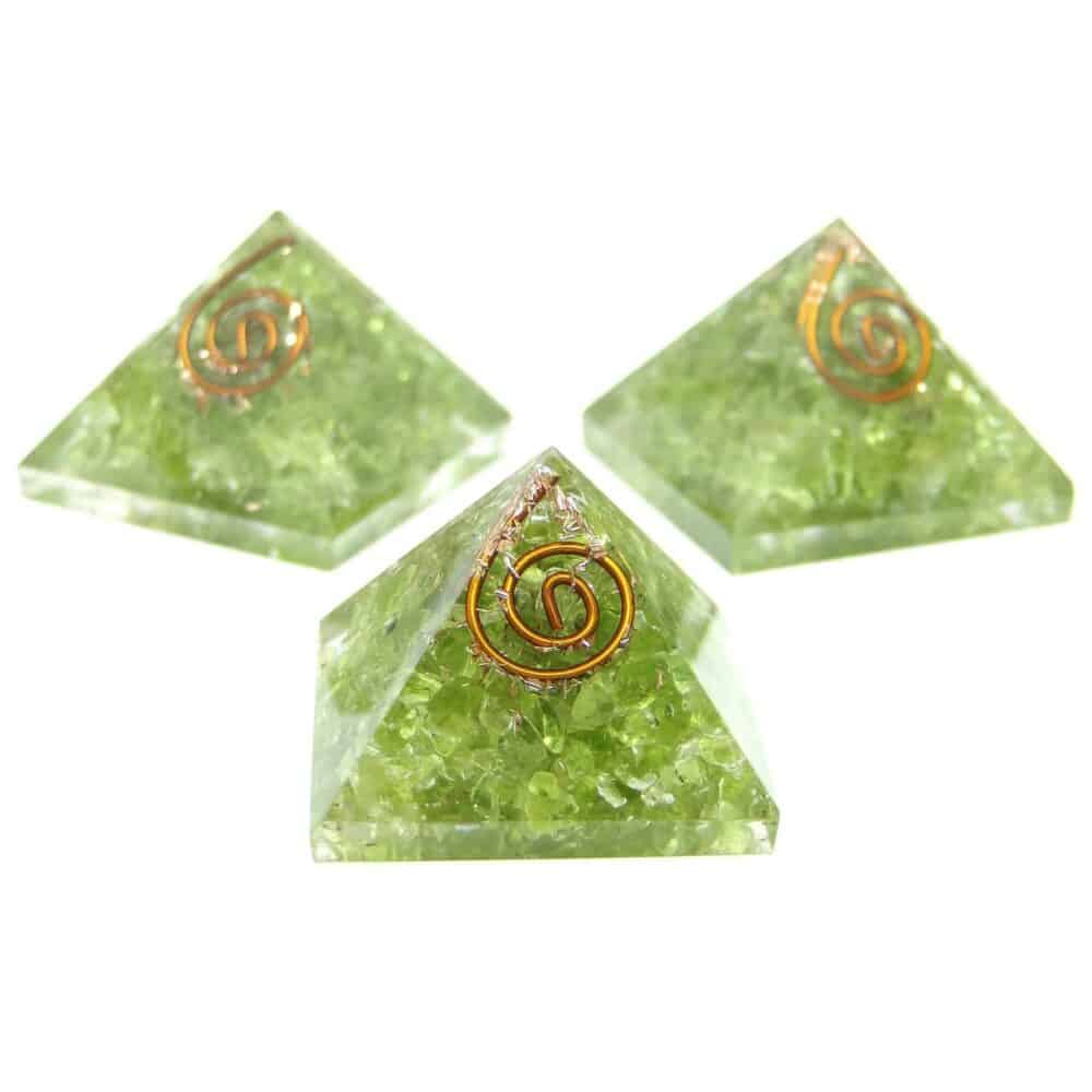 Nature's Crest - Peridot Orgone Pyramid - Peridot Orgone Pyramids Multiple