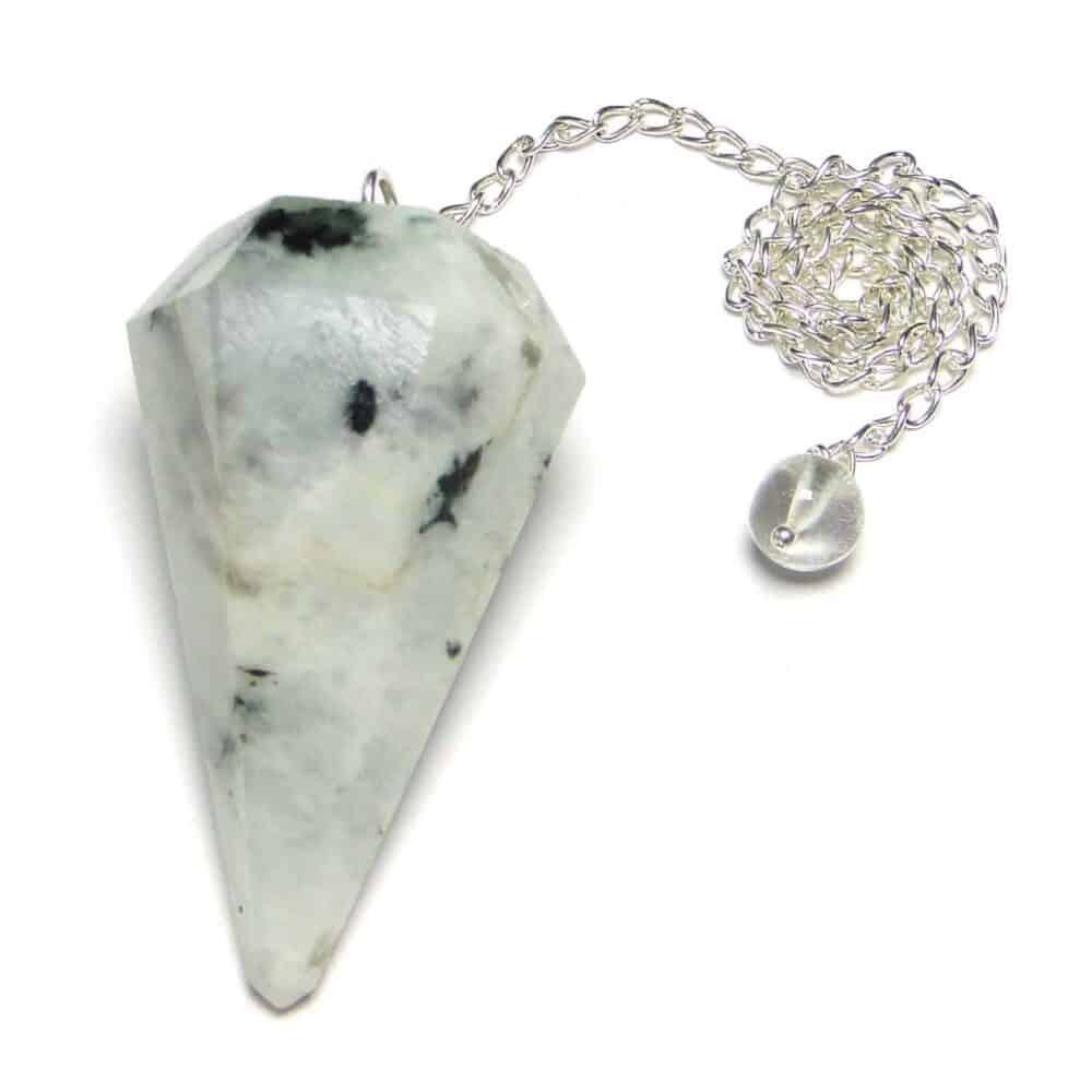 Nature's Crest - Rainbow Moonstone Faceted Dowsing Pendulum - Rainbow Moonstone Pendulum