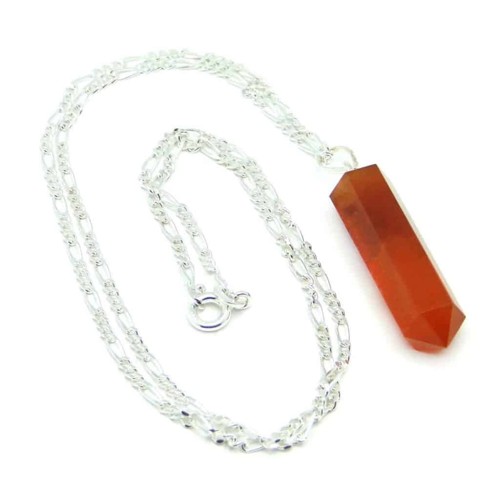 Nature's Crest - Red Carnelian Pencil Pendant - Red Carnelian Pencil Pendant Chain