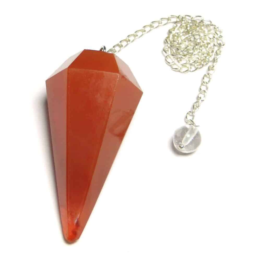 Nature's Crest - Red Carnelian Faceted Dowsing Pendulum - Red Carnelian Pendulum