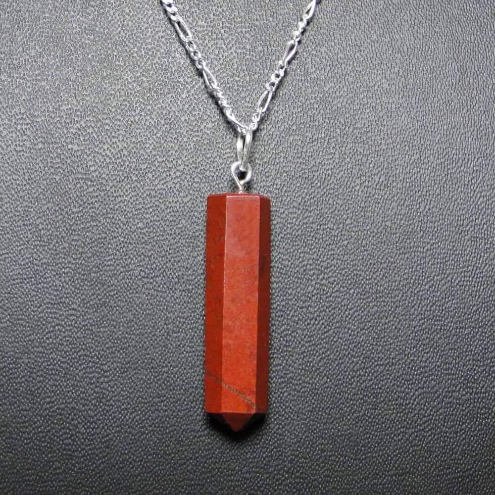 Nature's Crest - Red Jasper Pencil Pendant - Red Jasper Pencil Pendant Black