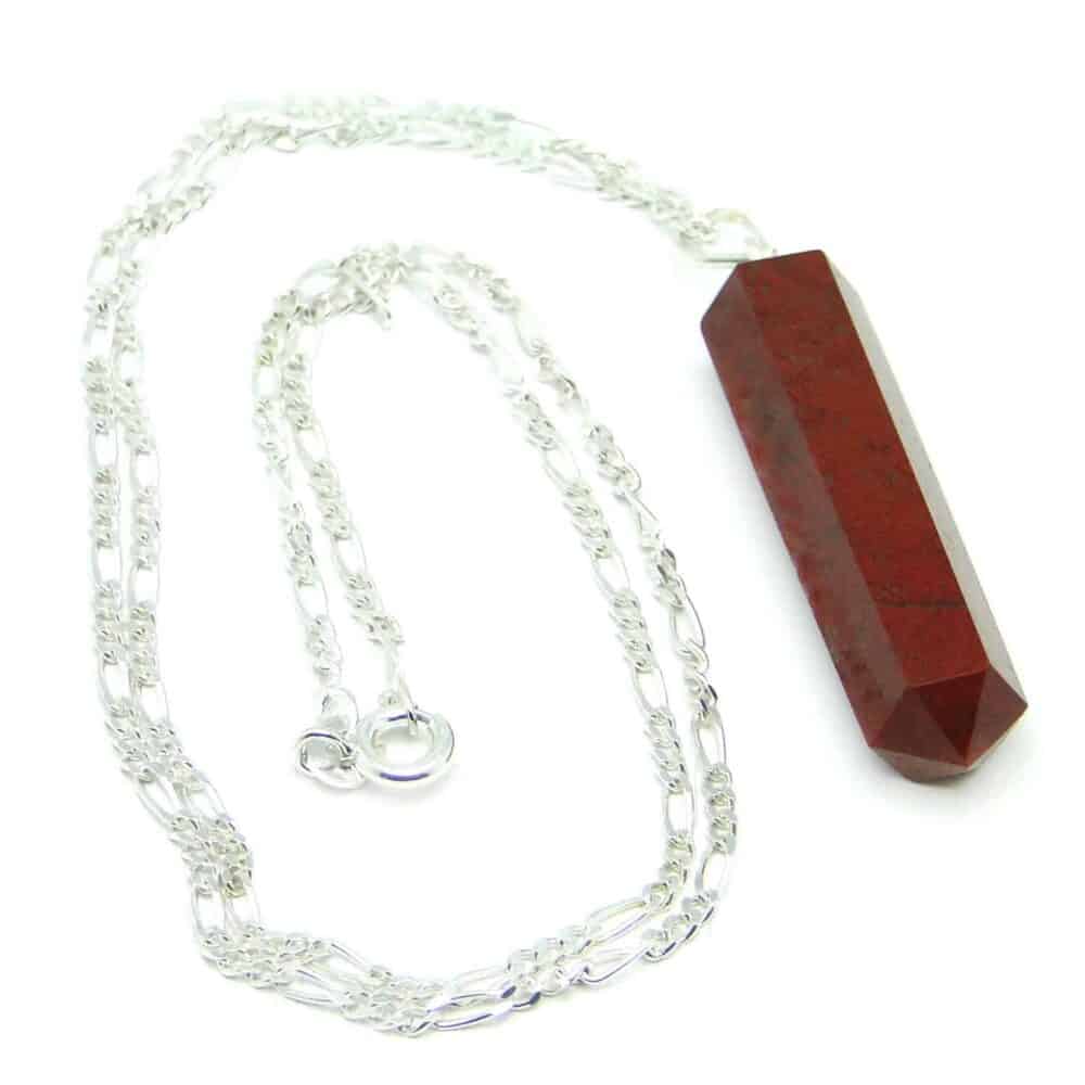 Nature's Crest - Red Jasper Pencil Pendant - Red Jasper Pencil Pendant Chain