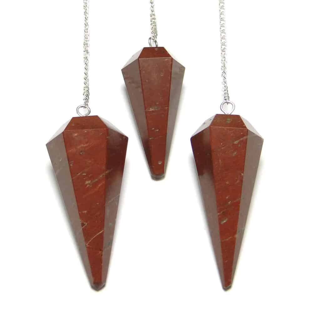 Nature's Crest - Red Jasper Faceted Dowsing Pendulum - Red Jasper Pendulum Multiple