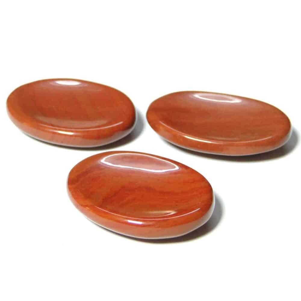 Nature's Crest - Red Jasper Worry Stone Palm Stone Thumb Stone - Red Jasper Worry Stones Multiple