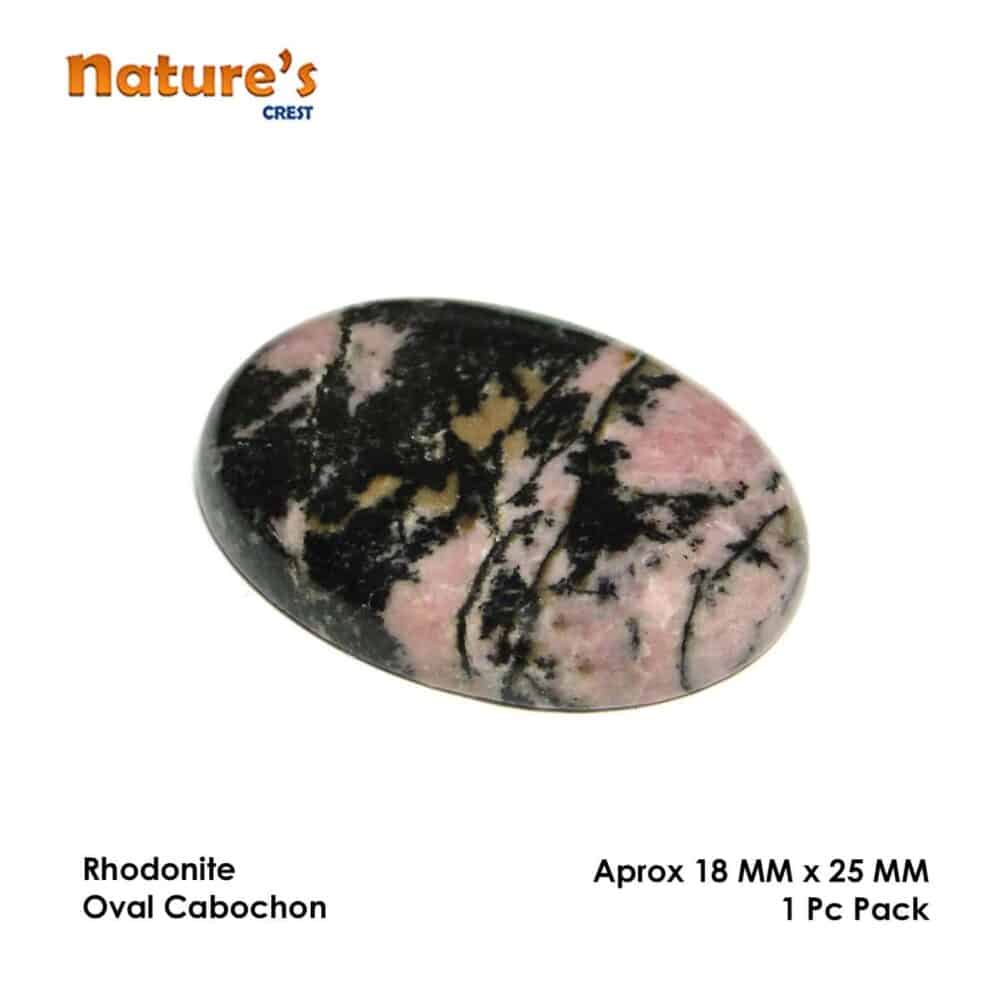 Nature's Crest - Rhodonite Oval Cabochon - Rhodonite Cabochon Vector