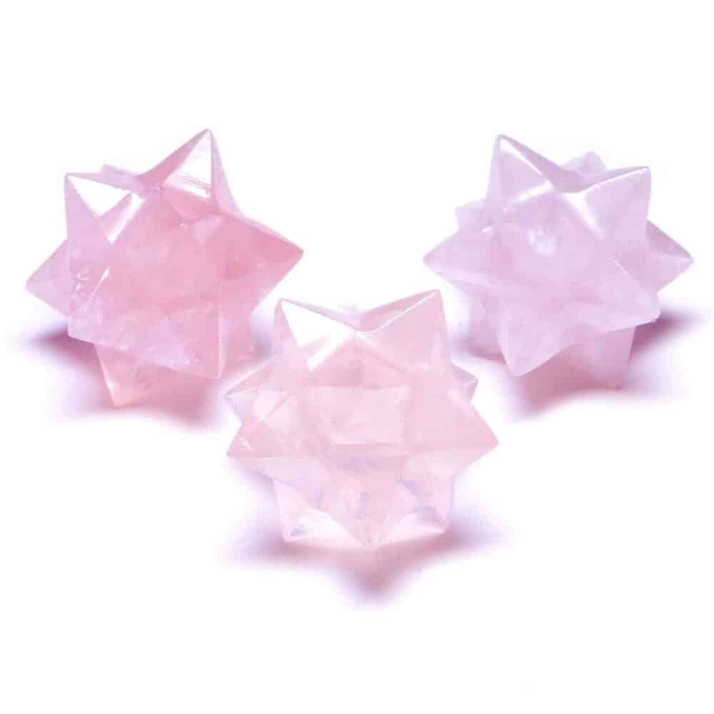 Nature's Crest - Rose Quartz 12 Point Merkaba Star - Rose Quartz 12 Points Merkaba Stars Multiple