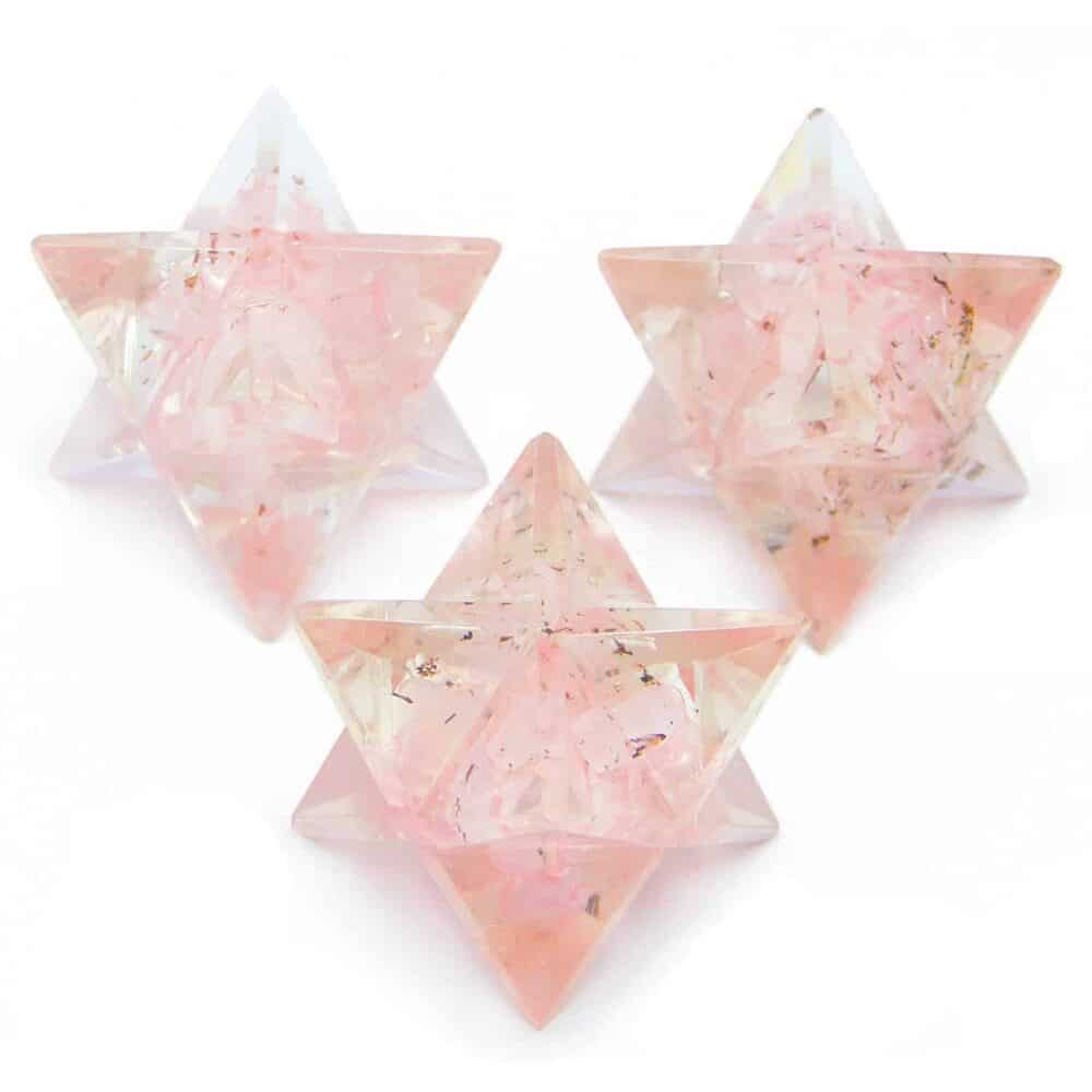 Nature's Crest - Rose Quartz Orgone 8 Point Merkaba Star - Rose Quartz Orgone Merkaba Star Multiple