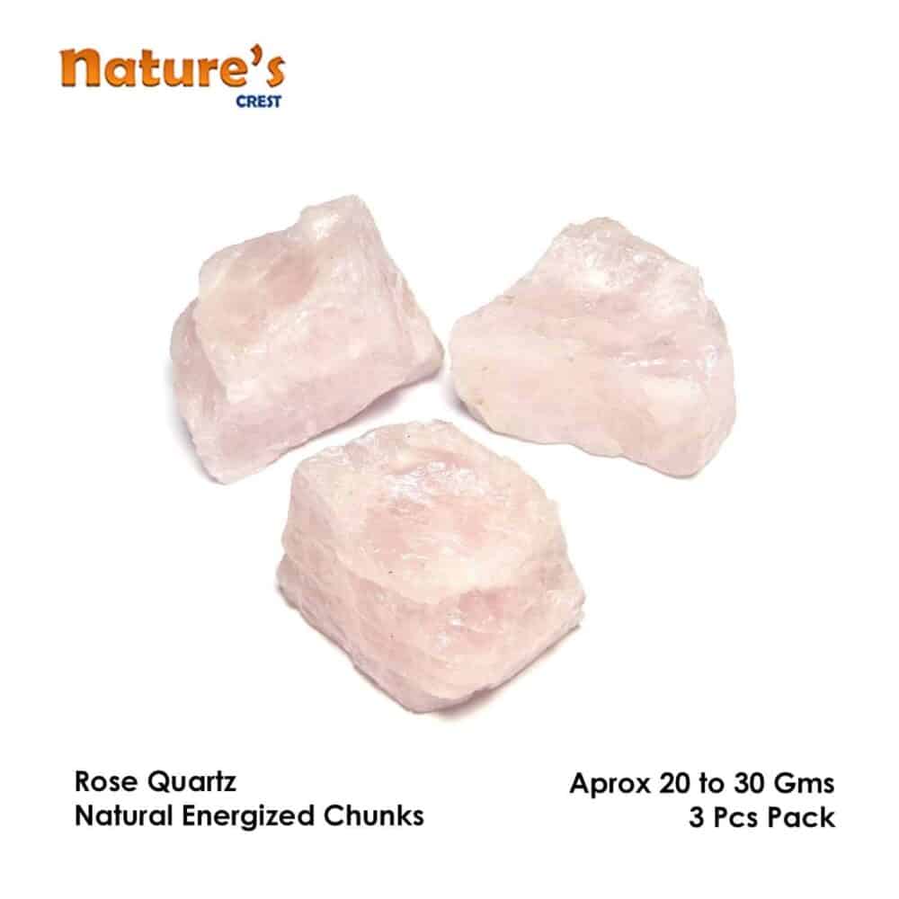 Nature's Crest - Rose Quartz Natural Raw Rough Chunks - Rose Quartz Rough 3 Pcs Vector