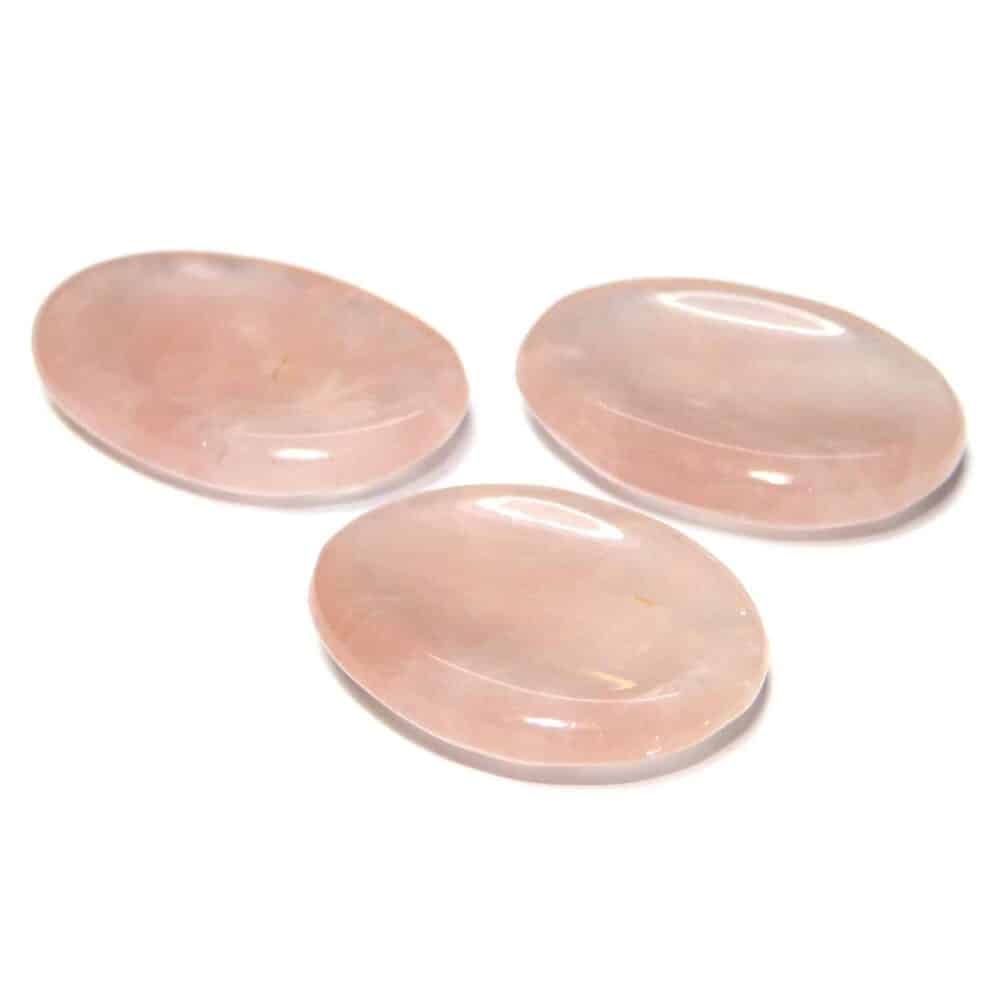 Nature's Crest - Rose Quartz Worry Stone Palm Stone Thumb Stone - Rose Quartz Worry Stones Multiple