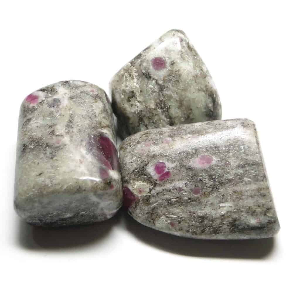 Nature's Crest - Ruby in Matrix (Manek / Manik) Tumbled Pebble Stones - Ruby Matrix Tumbled Stone 3 Pc