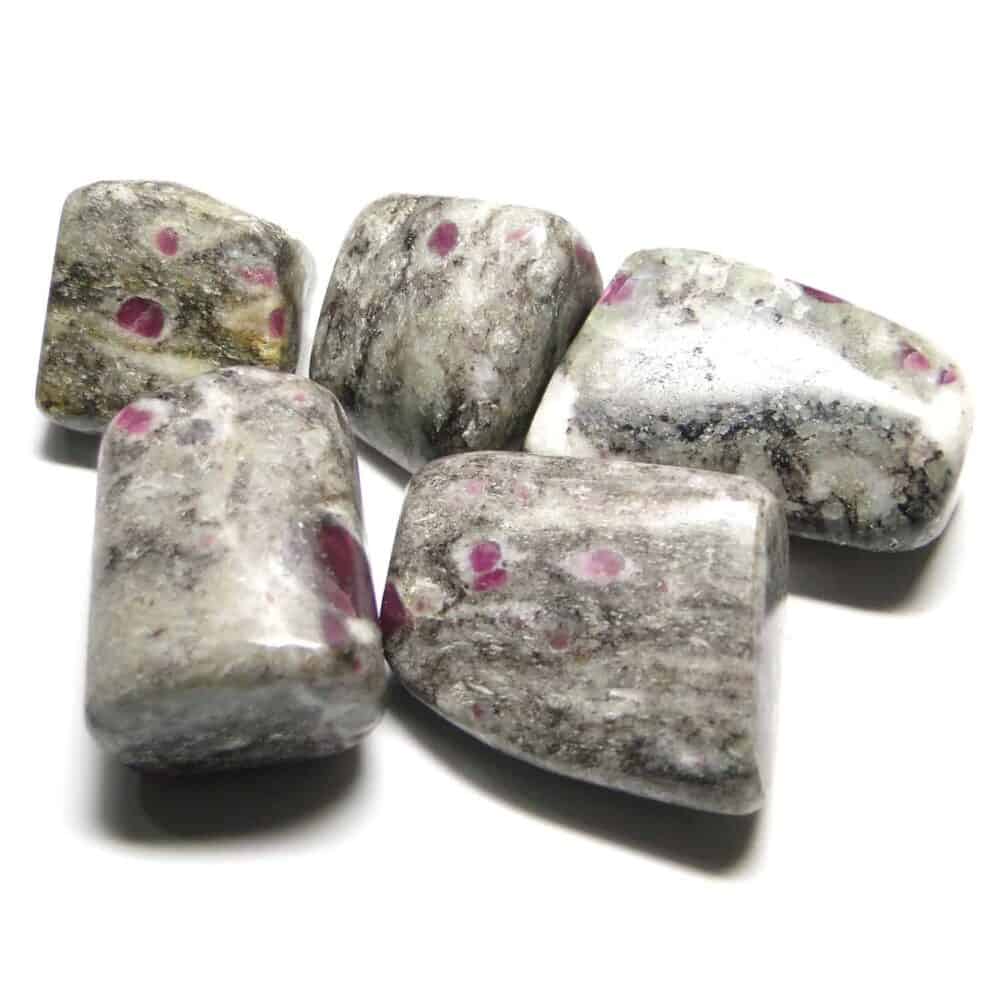 Nature's Crest - Ruby in Matrix (Manek / Manik) Tumbled Pebble Stones - Ruby Matrix Tumbled Stone 5 Pc