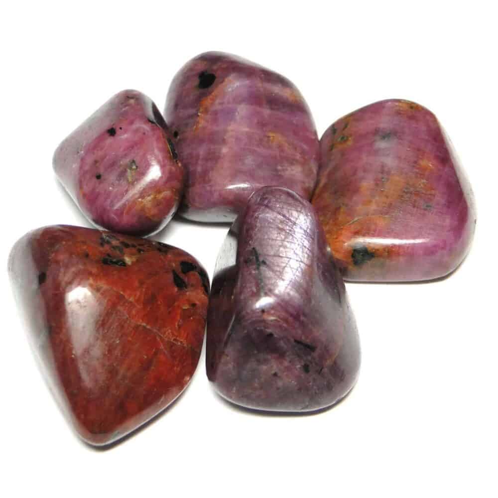 Nature's Crest - Ruby (Manek / Manik) Tumbled Pebble Stones - Ruby Tumbled Stone 5 Pc