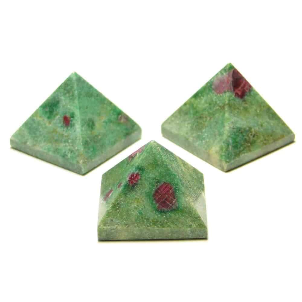 Ruby With Fuchite Pyramids Multiple