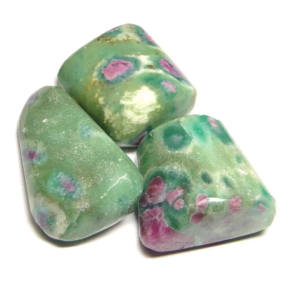 Nature's Crest - Ruby Fuchsite (Manek / Manik) Tumbled Pebble Stones - Ruby With Fuchsite Tumbled Stone 3 Pc