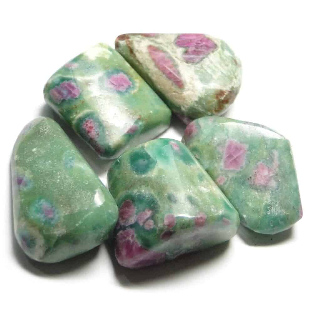 Nature's Crest - Ruby Fuchsite (Manek / Manik) Tumbled Pebble Stones - Ruby With Fuchsite Tumbled Stone 5 Pc