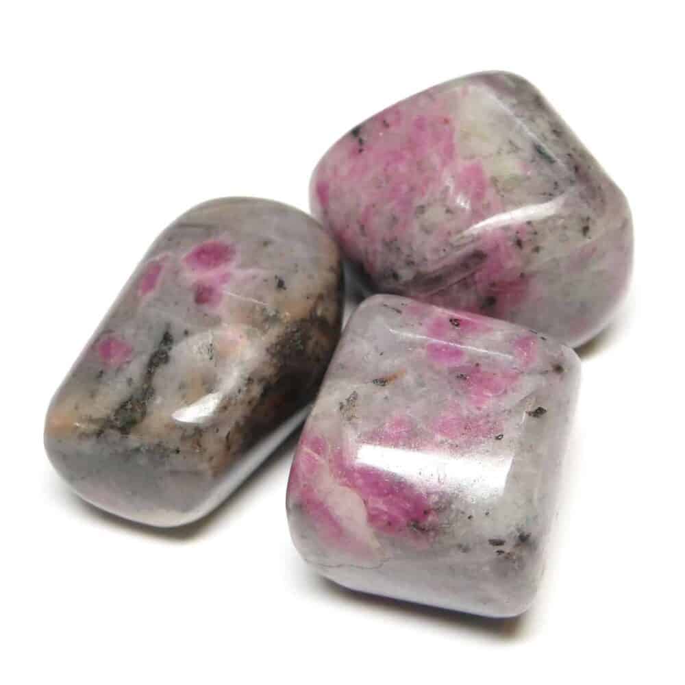 Nature's Crest - Ruby Feldspar (Manek / Manik) Tumbled Pebble Stones - Ruby with Feldspar Tumbled Stone 3 Pc