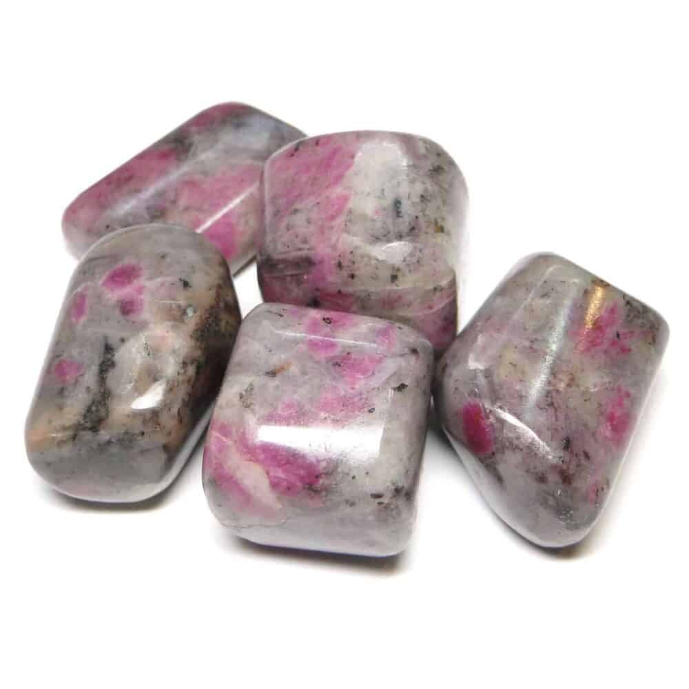 Nature's Crest - Ruby Feldspar (Manek / Manik) Tumbled Pebble Stones - Ruby with Feldspar Tumbled Stone 5 Pc