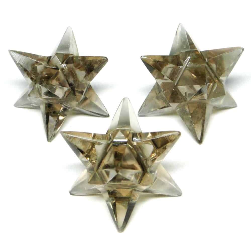 Nature's Crest - Smoky Quartz 14 Point Merkaba Star - Smokey 14 Points Merkaba Stars Multiple