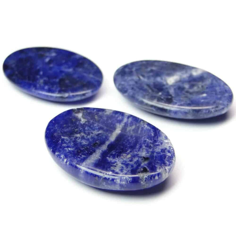 Nature's Crest - Sodalite Worry Stone Palm Stone Thumb Stone - Sodalite Worry Stone Multiple