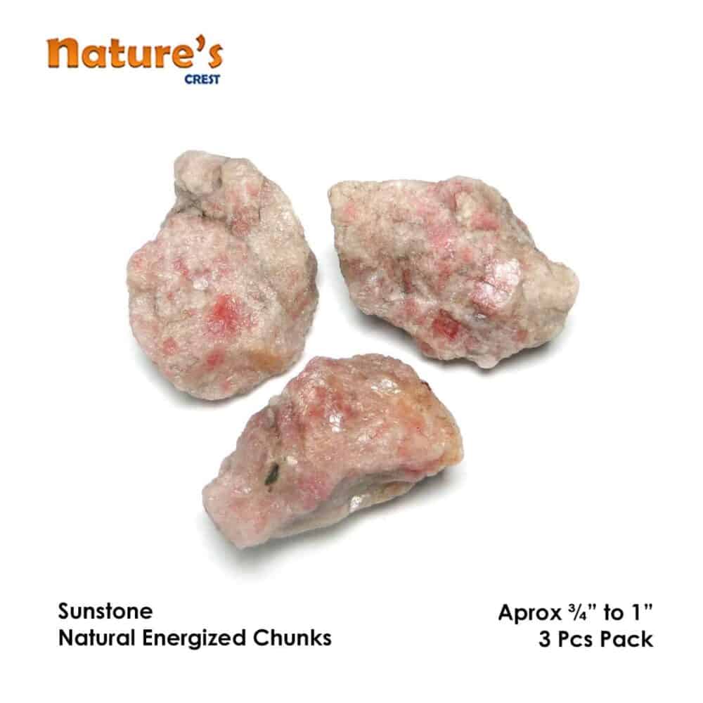 Nature's Crest - Sunstone Natural Raw Rough Chunks - Sunstone 3 Pc Vector