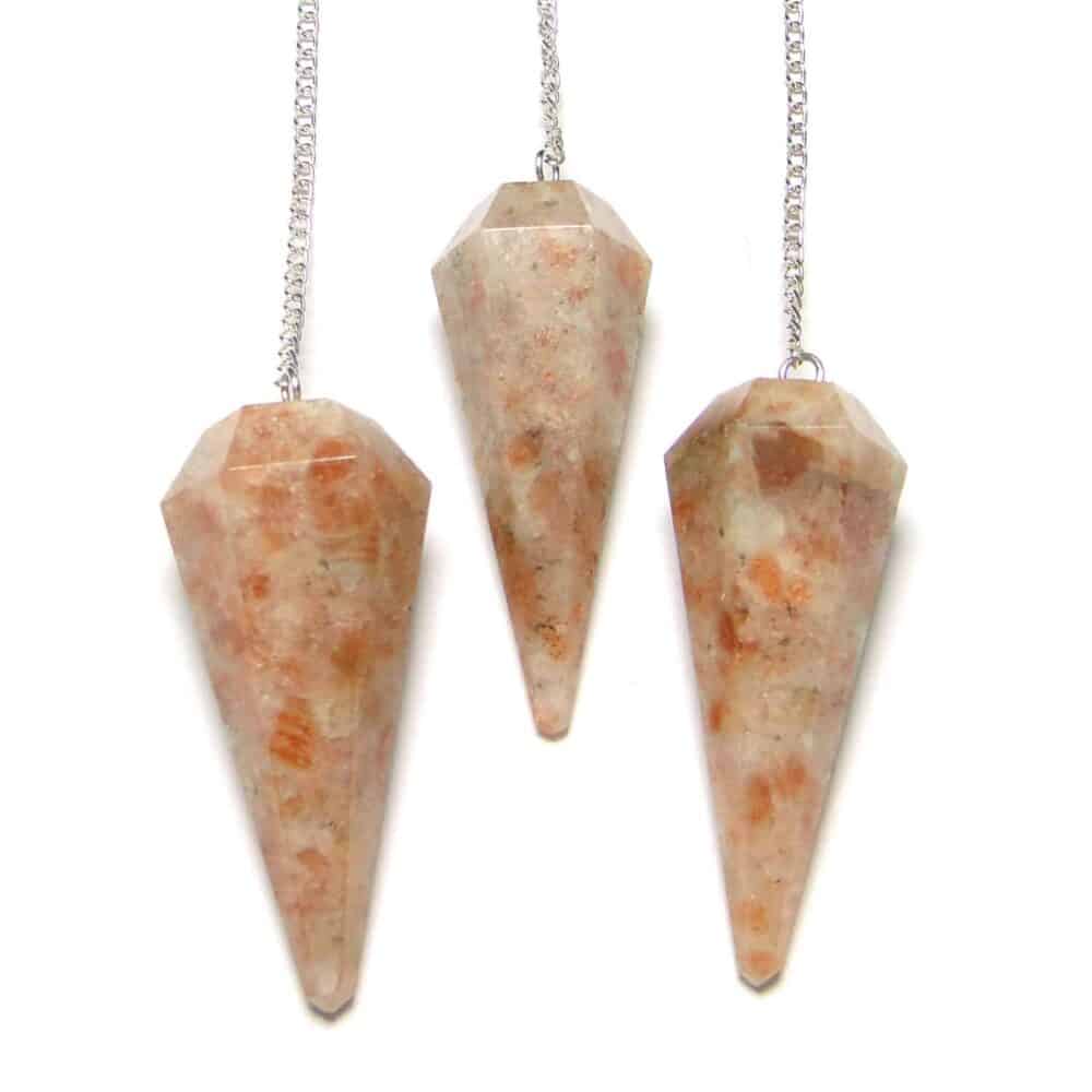 Nature's Crest - Sunstone Faceted Dowsing Pendulum - Sunstone Pendulum Multiple