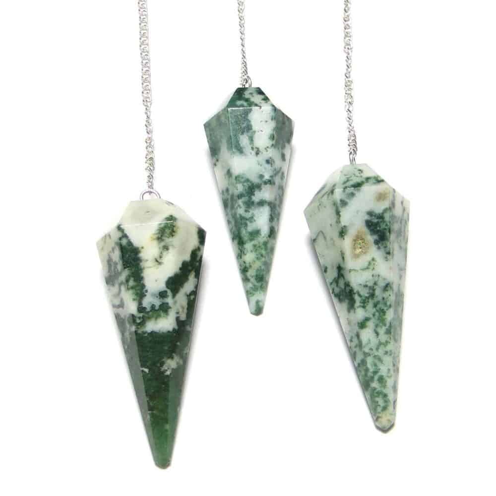 Nature's Crest - Tree Agate Faceted Dowsing Pendulum - Tree Agate Pendulum Multiple