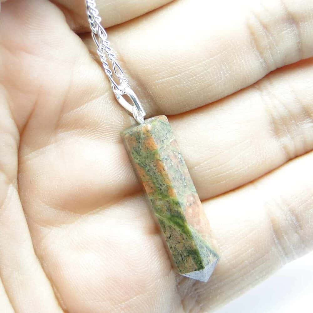 Nature's Crest - Unakite Pencil Pendant - Unakite Pencil Pendant Hand