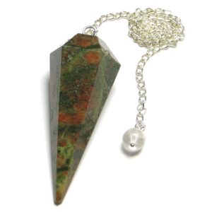 Unakite Jasper Faceted Dowsing Pendulum