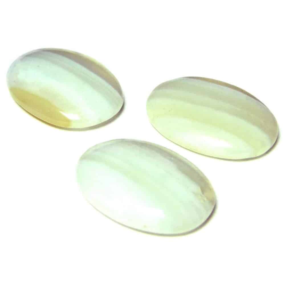 Nature's Crest - White Agate Oval Cabochon - White Agate Oval Multiple