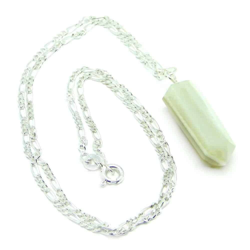 Nature's Crest - White Agate Pencil Pendant - White Agate Pencil Pendant Chain