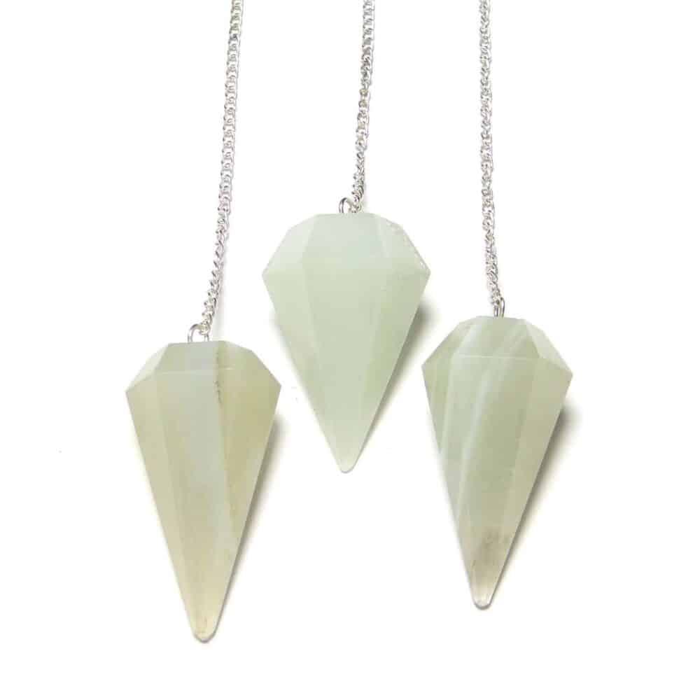 Nature's Crest - White Agate Faceted Dowsing Pendulum - White Agate Pendulum Multiple