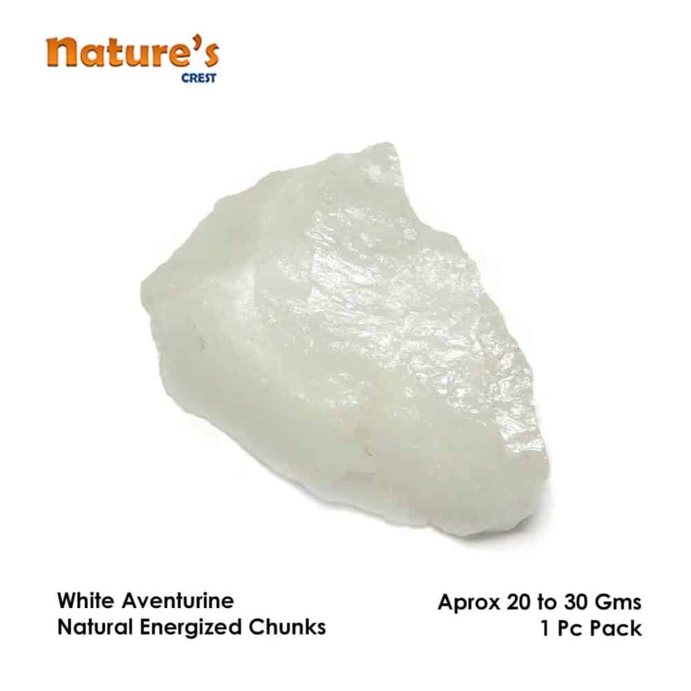 Nature's Crest - White Aventurine Natural Raw Rough Chunks - White Aventurine 1 Pc Vector 20 30 Gms