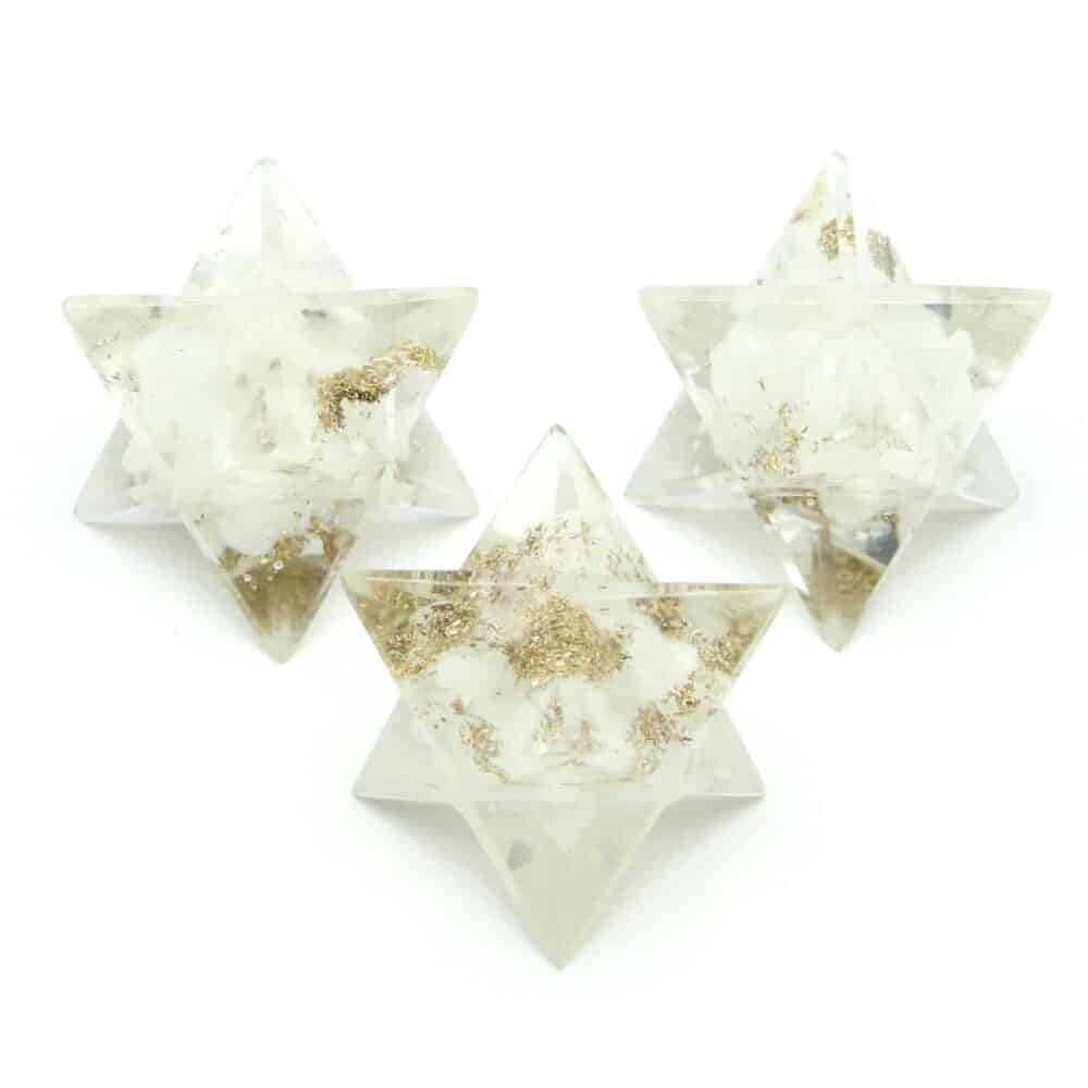 Nature's Crest - White Aventurine Orgone 8 Point Merkaba Star - White Aventurine Orgone Merkaba Star Multiple