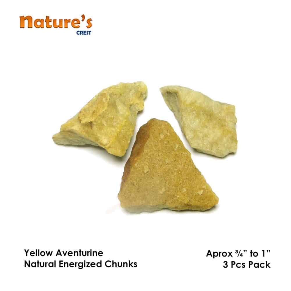 Nature's Crest - Yellow Aventurine Natural Raw Rough Chunks - Yellow Aventurine 3 Pc Vector