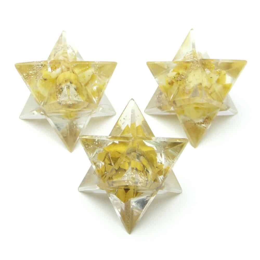 Nature's Crest - Yellow Aventurine Orgone 8 Point Merkaba Star - Yellow Aventurine Orgone Merkaba Star Multiple