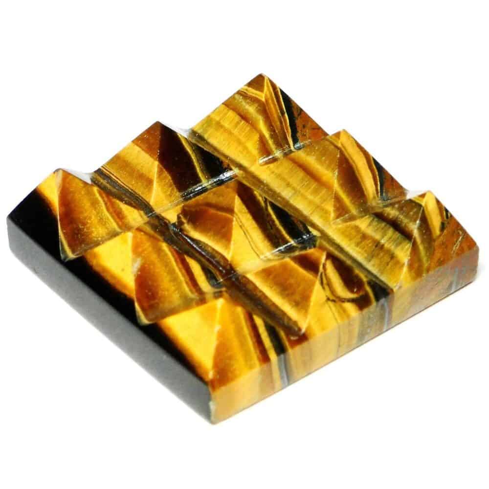Nature's Crest - Tiger Eye Yellow Lemurian 9 Pyramid Charging Plate - Yellow Tiger 9 Pyramid Plate