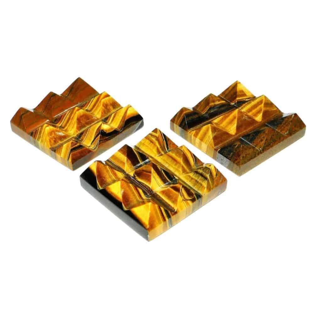 Tiger Eye Yellow Lemurian 9 Pyramid Charging Plate - Image 2