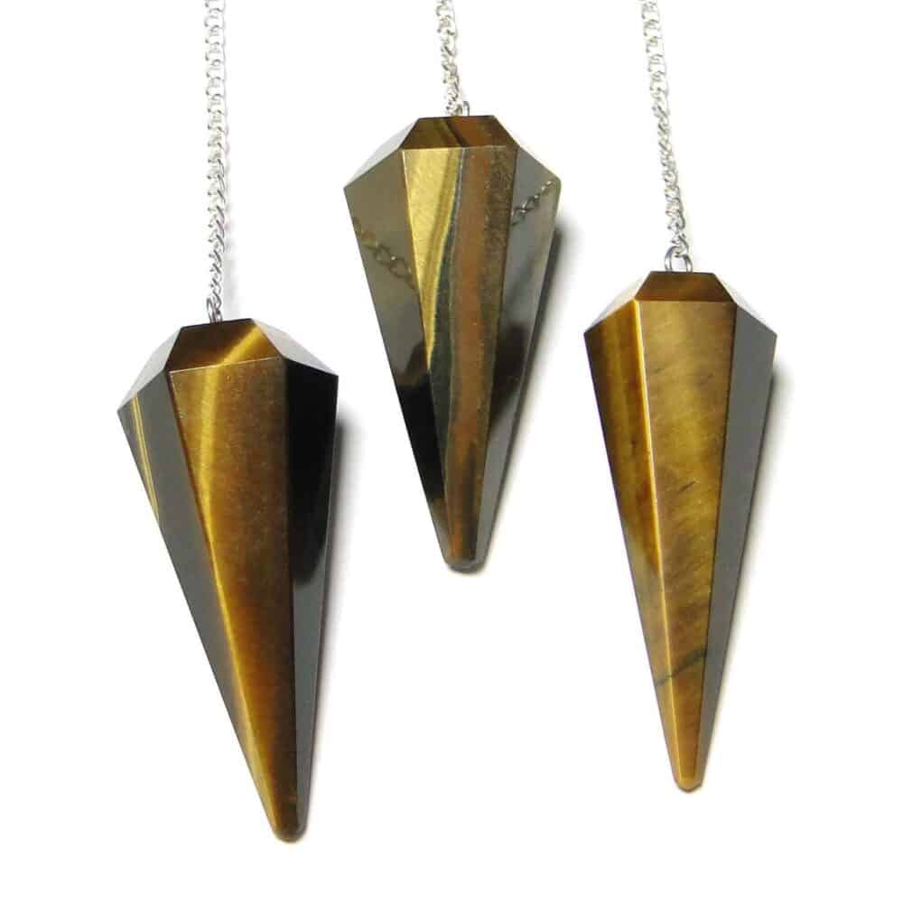 Tiger Eye Yellow Faceted Dowsing Pendulum - Image 2