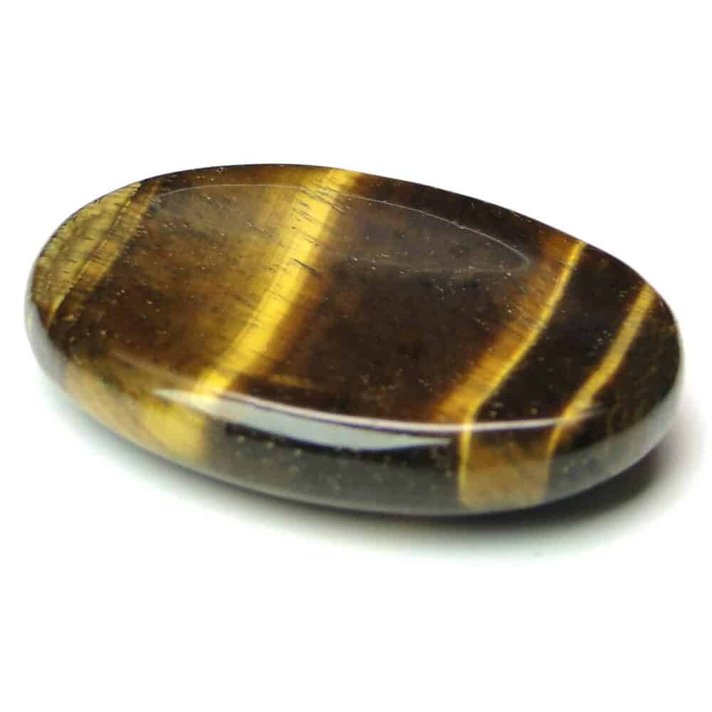 Nature's Crest - Tiger Eye Yellow Worry Stone Palm Stone Thumb Stone - Yellow Tiger Eye Worry Stone