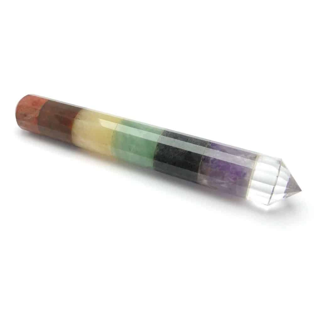 7 Chakra Stones Facetted Healing Wand Massage Stick