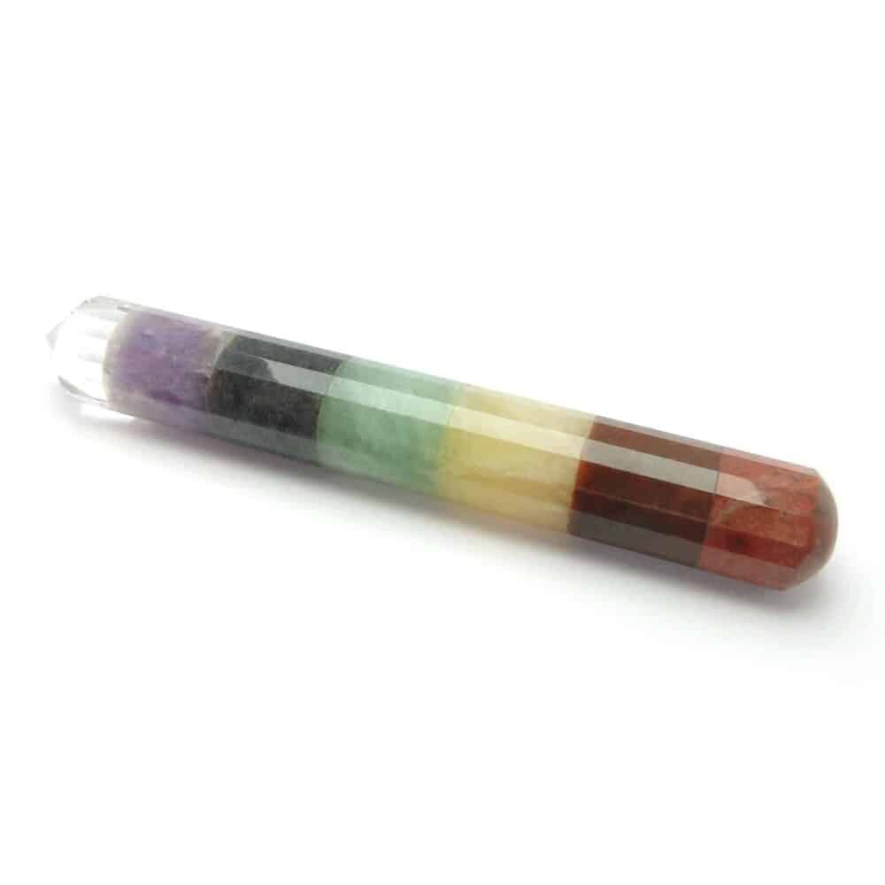 7 Chakra Stones Facetted Healing Wand Massage Stick - Image 2