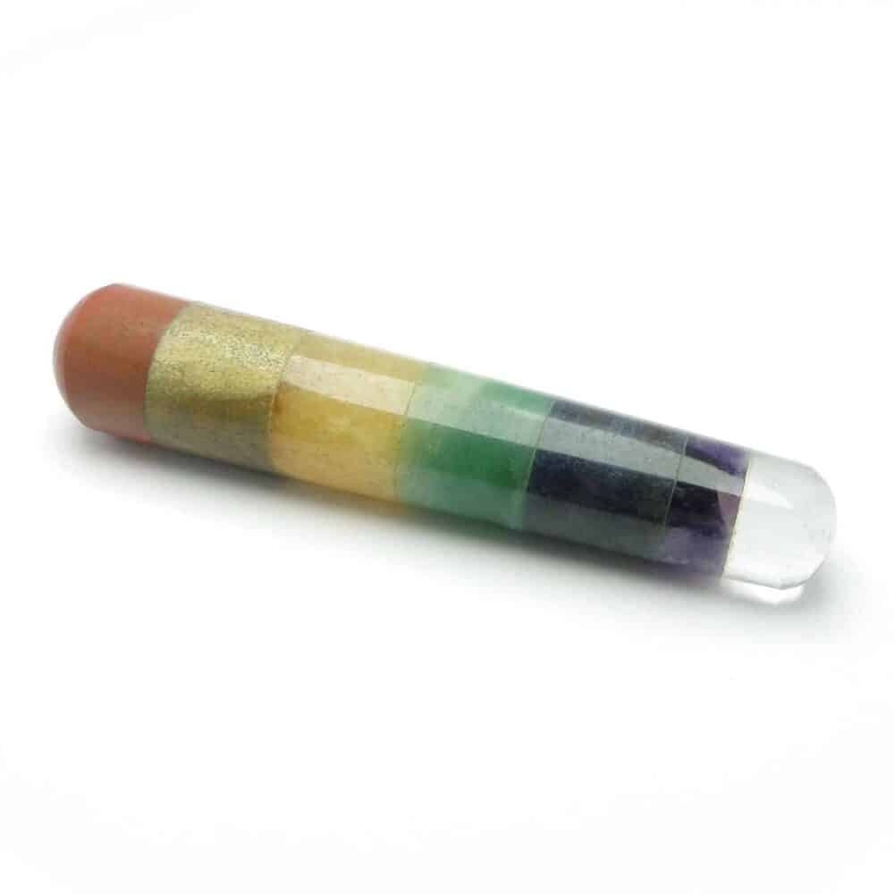 Nature's Crest - 7 Chakra Stones Healing Wand Massage Stick - 7 Chakra Plain Massage 1