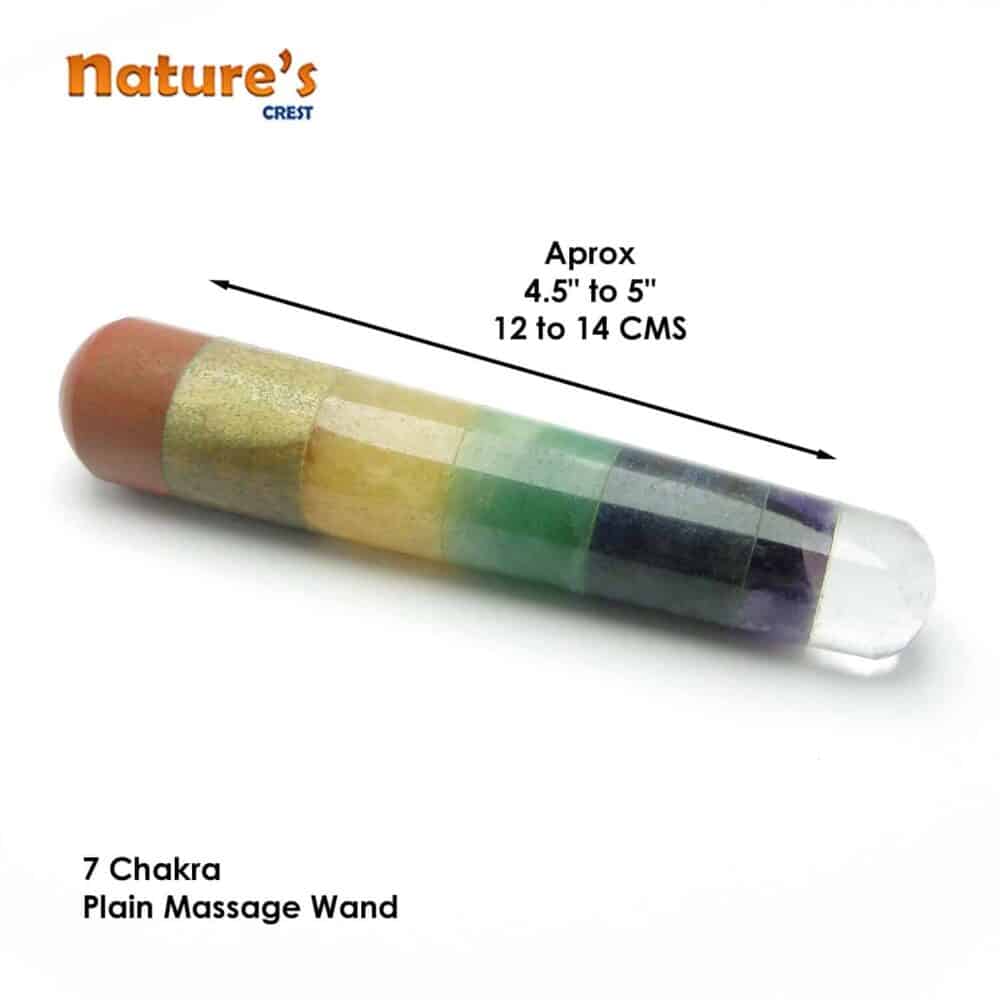 Nature's Crest - 7 Chakra Stones Healing Wand Massage Stick - 7 Chakra Plain Massage Vector