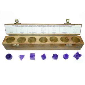 Amethyst Platonic Solids 7 Pcs Set Sacret Geometry Set