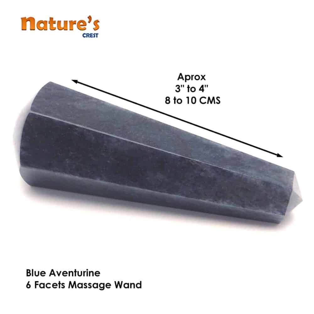 Nature's Crest - Blue Aventurine Healing Wand Massage Stick - Blue Aventurine 6 Fac Massage Vector A